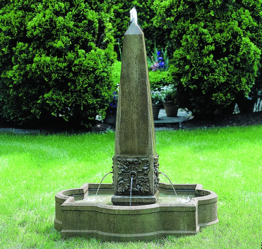 Obelisk-Shaped Fountain Stone Garden Products for Outdoor Decoration